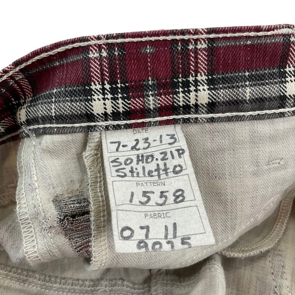 Current/Elliott Jeans Women's Sz 27 Red Plaid The Soho Zip Stiletto Skinny Nwot - Picture 8 of 14